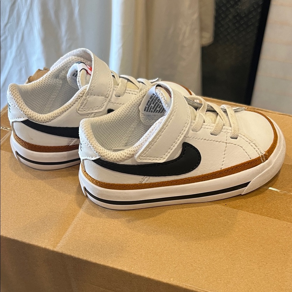 Nike Kids White and Tan Sneakers
